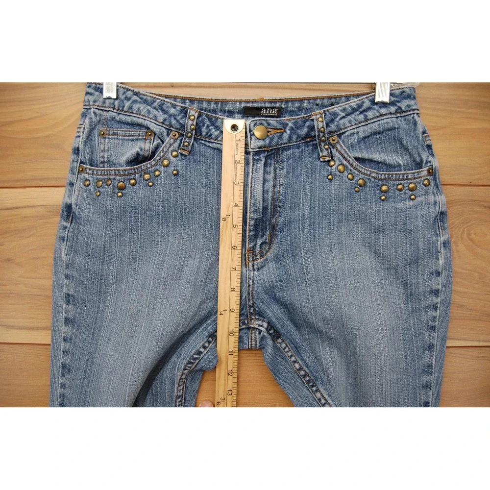 a.n.a A New Approach Jeans Womens 10 Blue Light Wash Studded‎ Mid Rise Bootcut